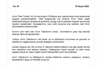 Dışişleri’nden Kırım Tatar Sürgünü ve Çerkes Sürgünü mesajı