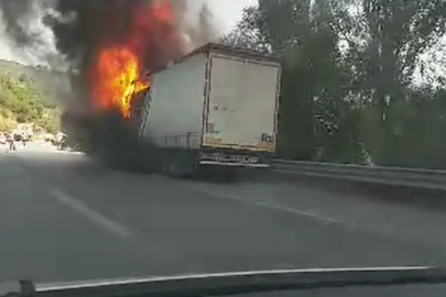 Bursa'da seyir halindeki tır alevlere teslim oldu!